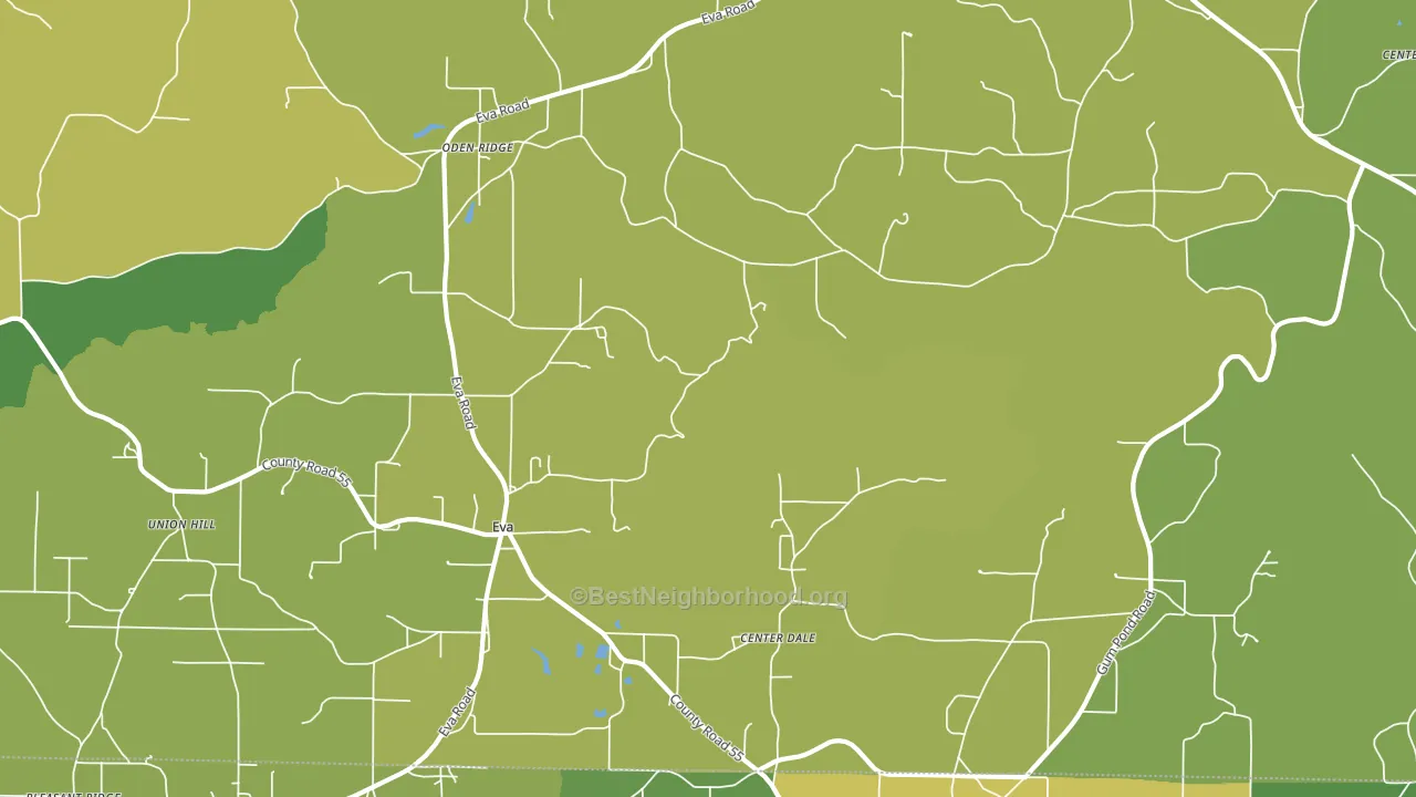 Eva, AL block-group voter-turnout map