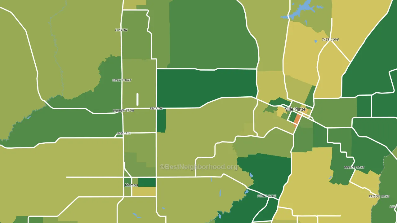 Evangeline Parish, LA block-group voter-turnout map