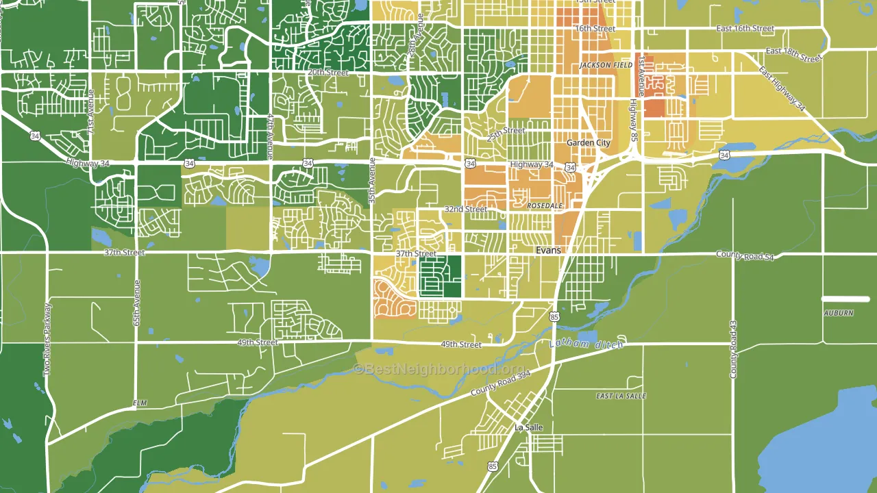 Evans, CO block-group voter-turnout map