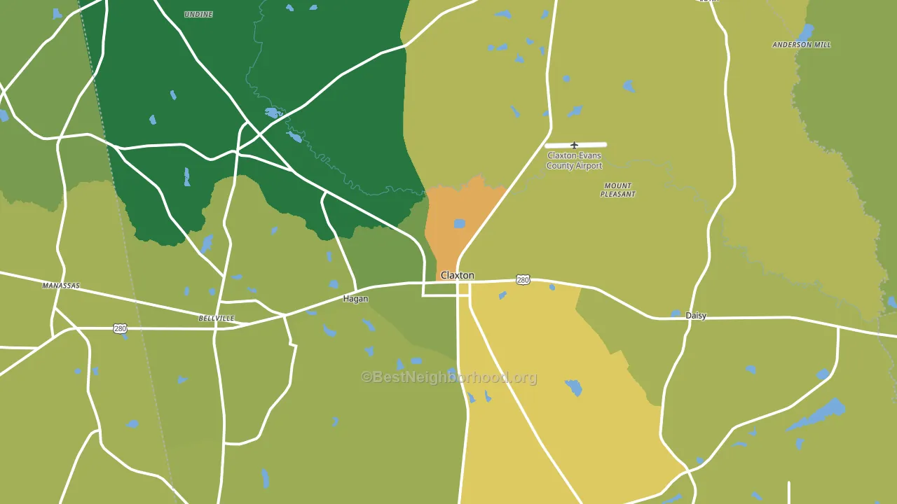 Evans County, GA block-group voter-turnout map