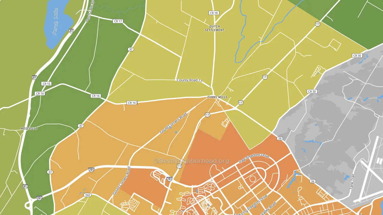 Evans Mills, NY block-group voter-turnout map