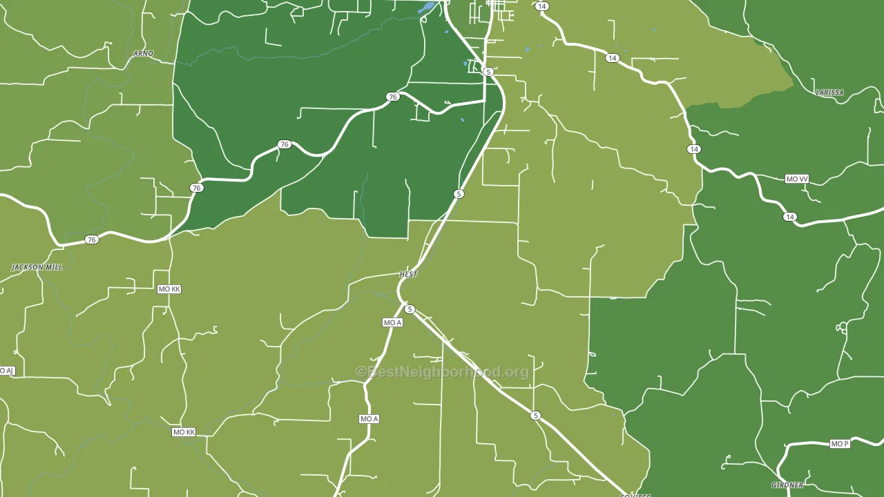 Evans, MO block-group voter-turnout map