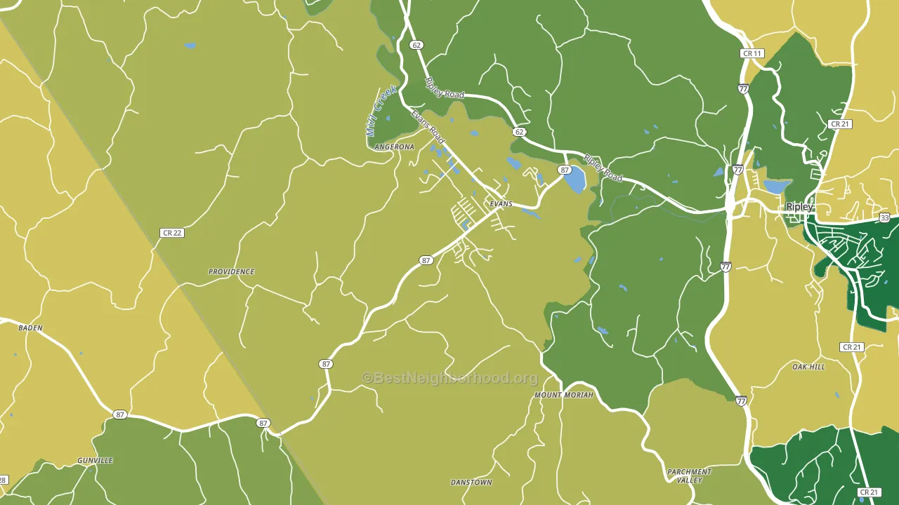 Evans, WV block-group voter-turnout map