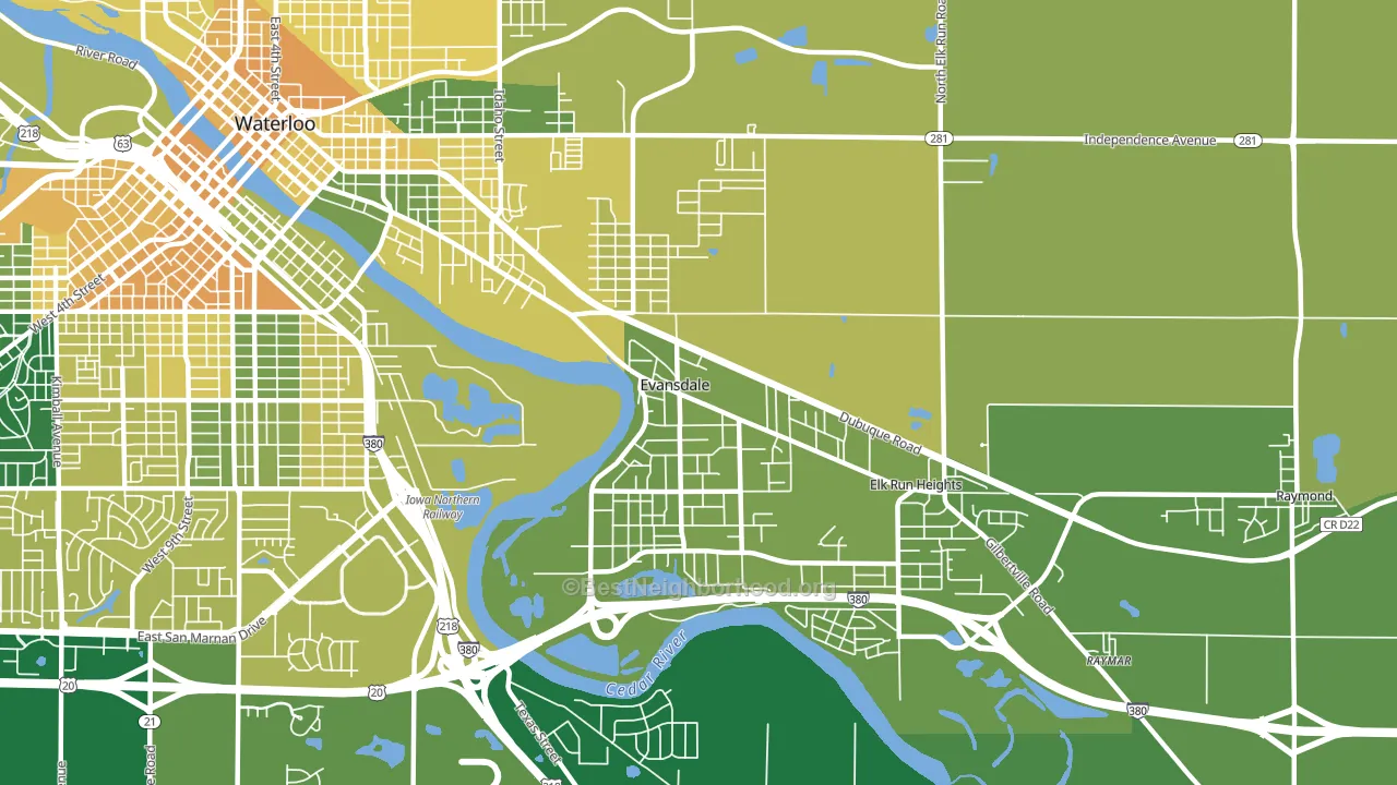Evansdale, IA block-group voter-turnout map