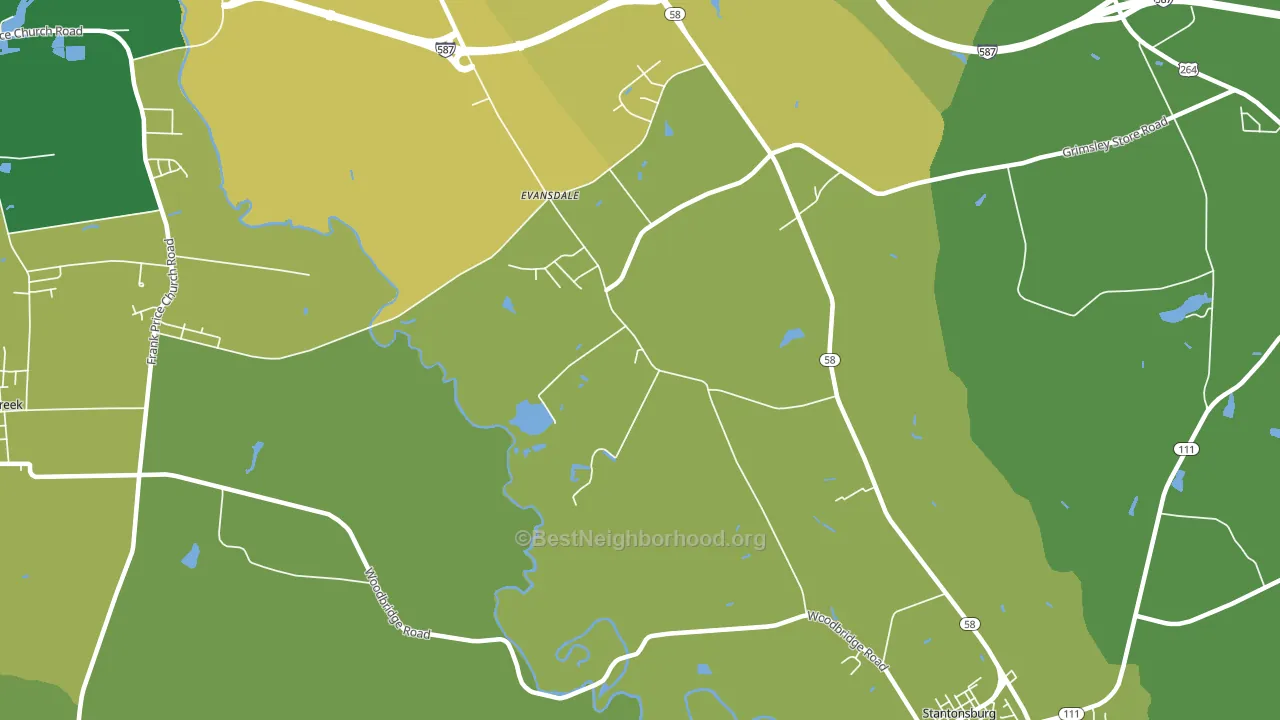 Evansdale, NC block-group voter-turnout map