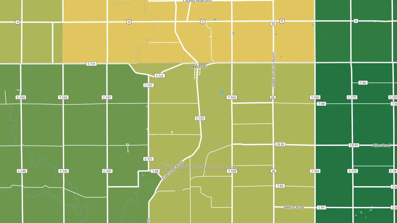 Evansport, OH block-group voter-turnout map