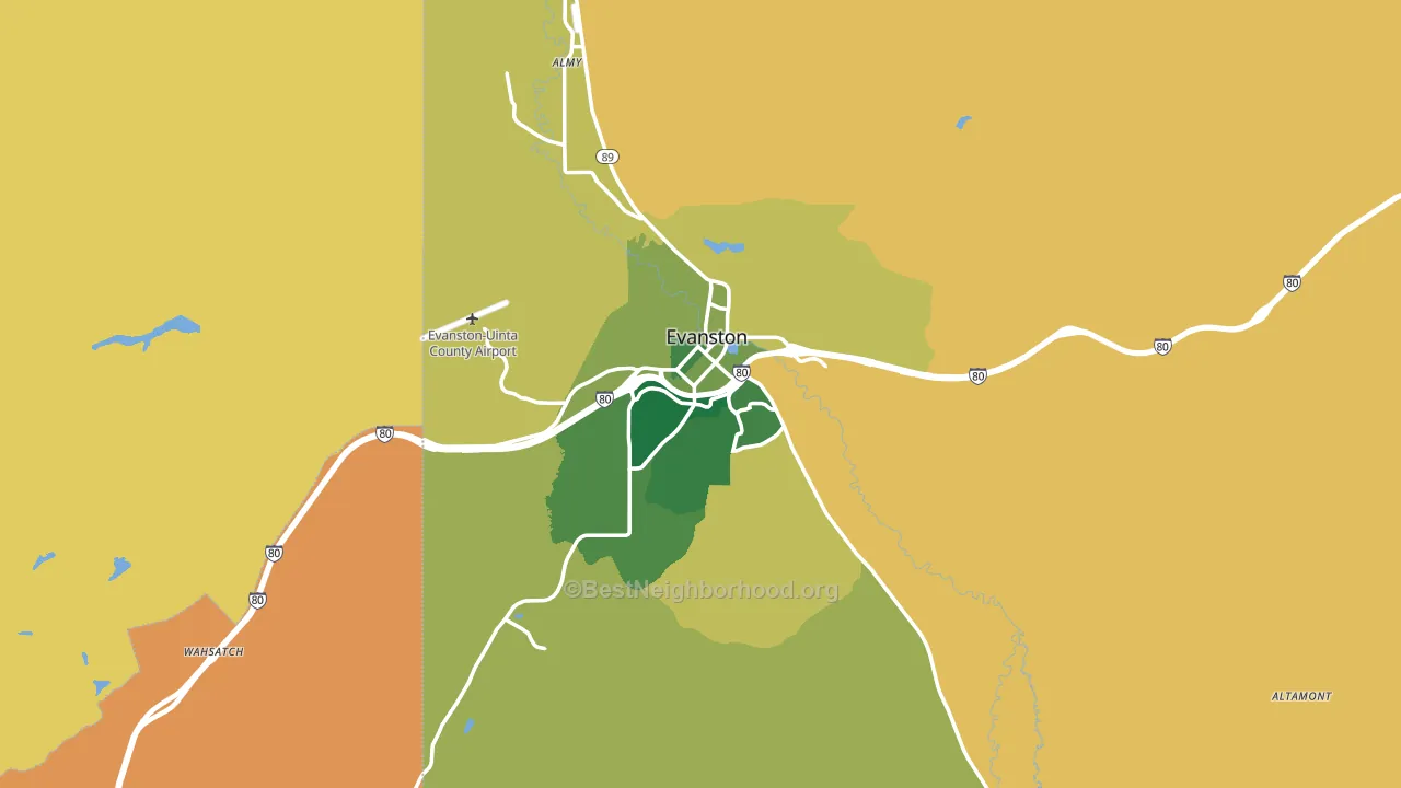 Evanston, WY block-group voter-turnout map