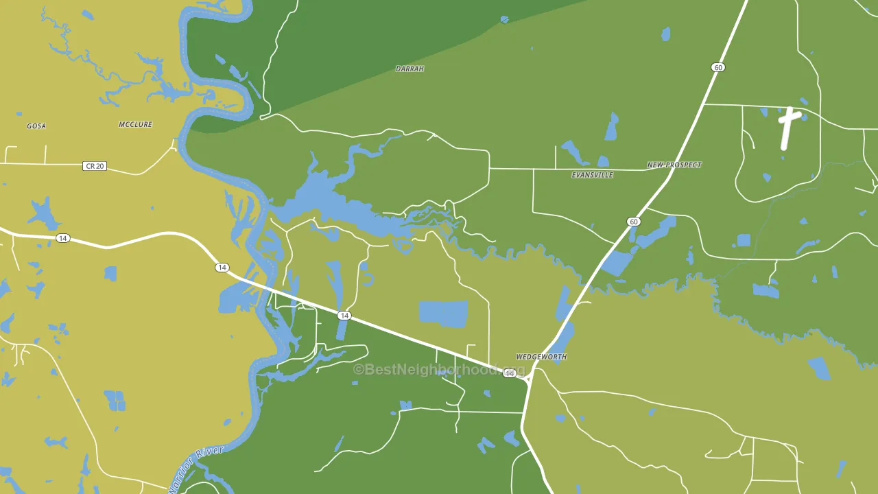 Evansville, AL block-group voter-turnout map