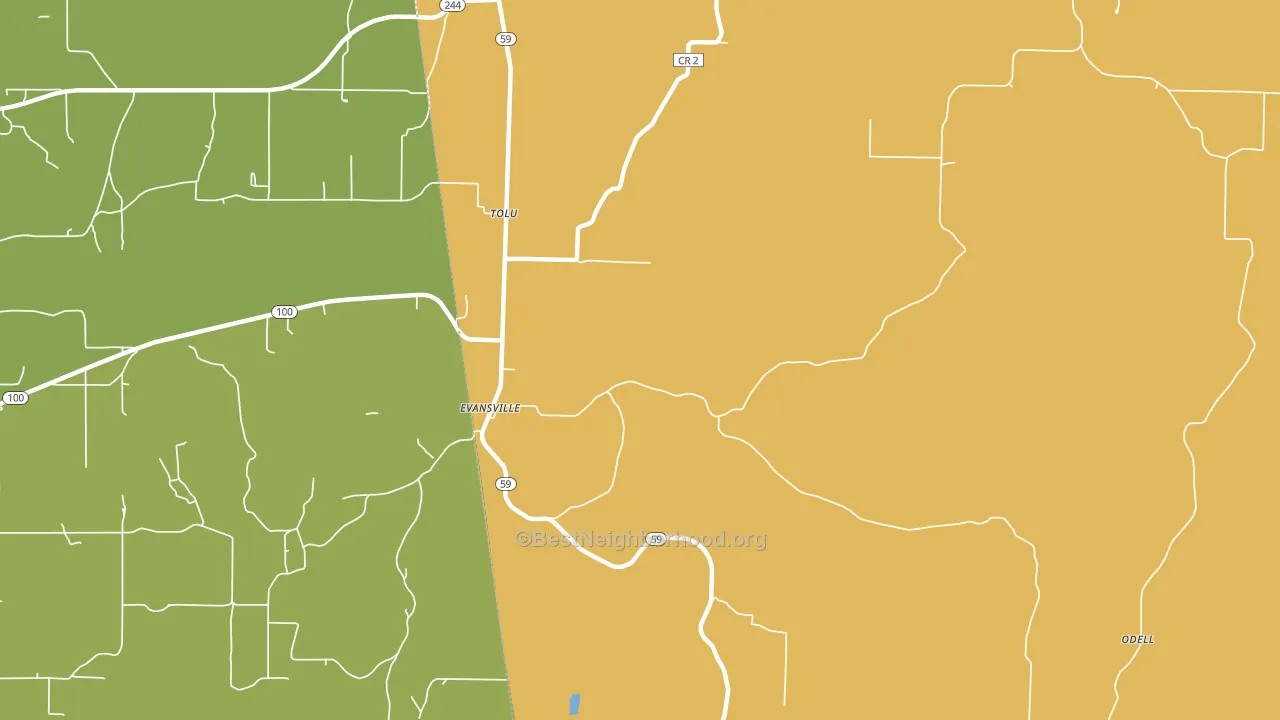 Evansville, AR block-group voter-turnout map