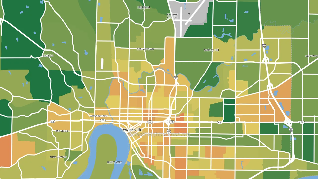 Evansville, IN block-group voter-turnout map