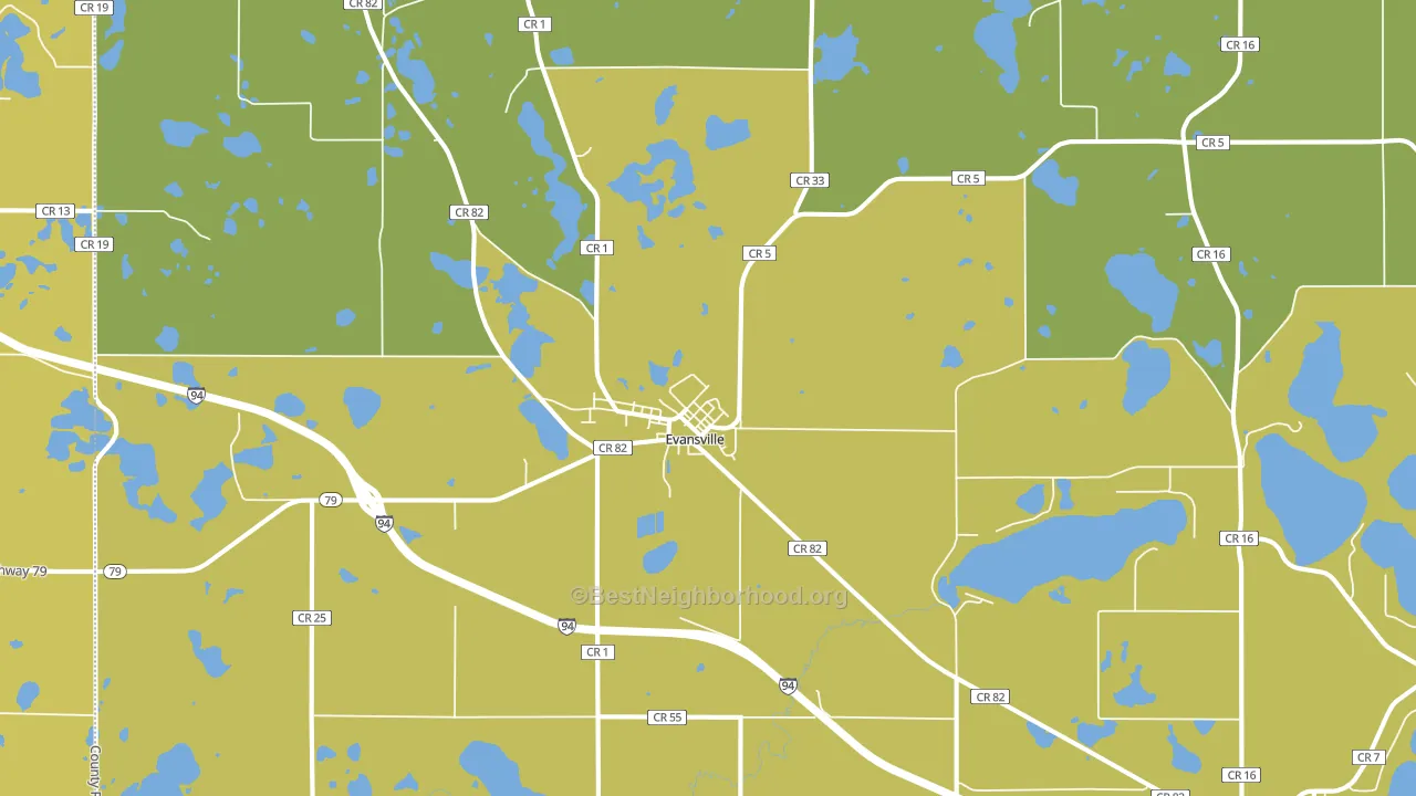 Evansville, MN block-group voter-turnout map