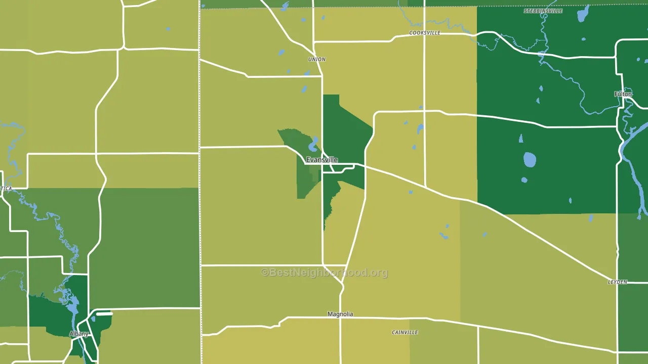 Evansville, WI block-group voter-turnout map