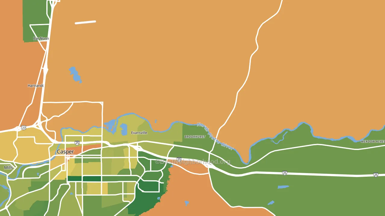 Evansville, WY block-group voter-turnout map