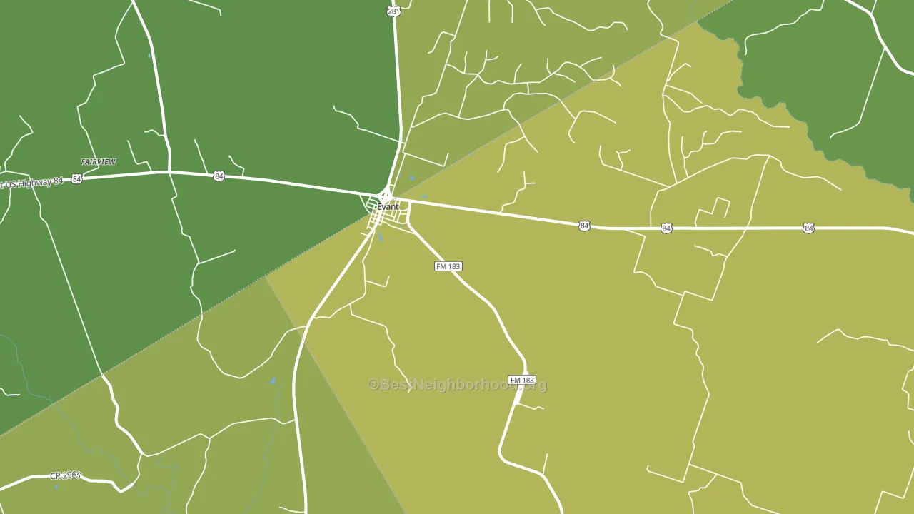 Evant, TX block-group voter-turnout map