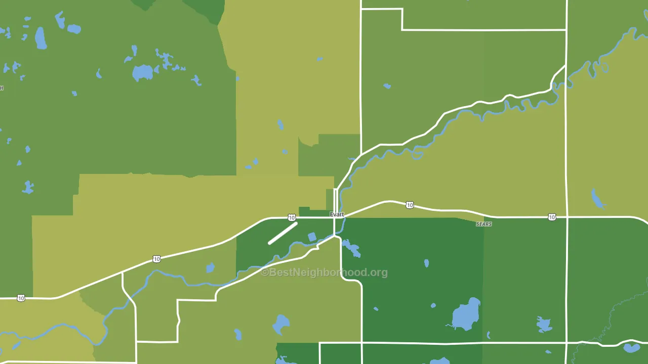 Evart, MI block-group voter-turnout map
