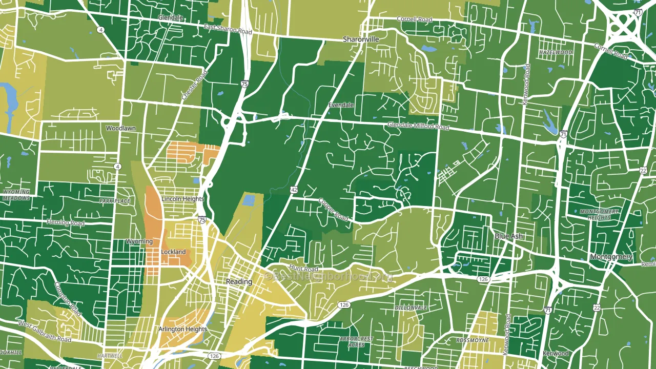 Evendale, OH block-group voter-turnout map