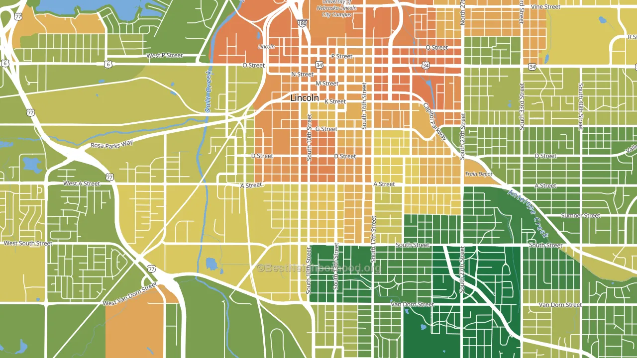 Everett, Lincoln, NE block-group voter-turnout map