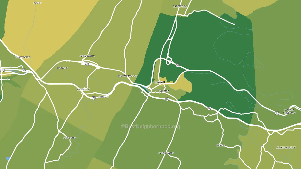 Everett, PA block-group voter-turnout map