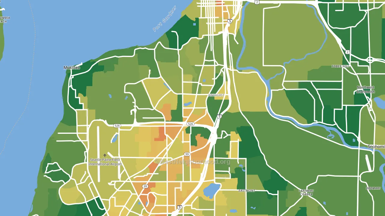 Everett, WA block-group voter-turnout map