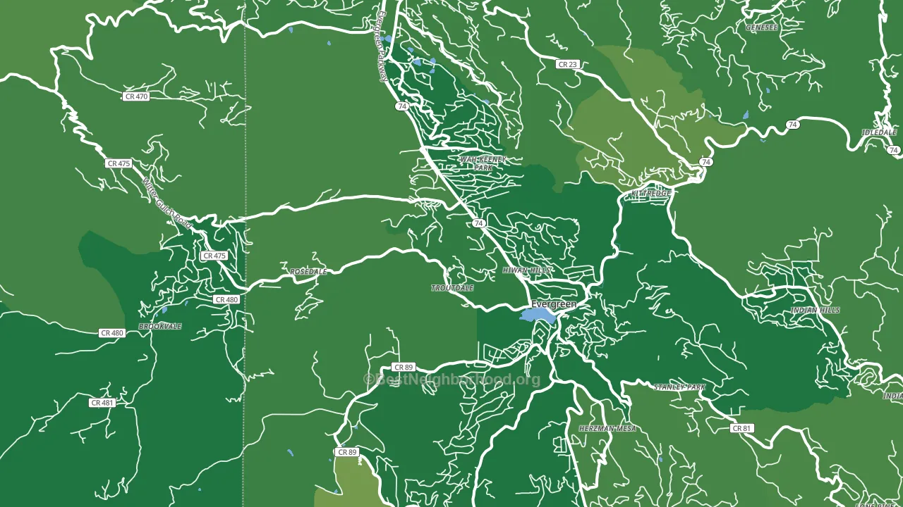Evergreen, CO block-group voter-turnout map