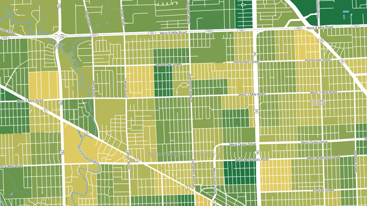 Evergreen, Detroit, MI block-group voter-turnout map