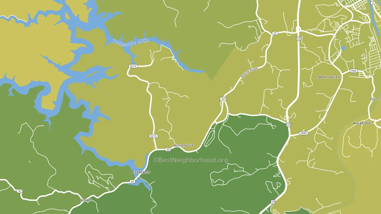 Evergreen, KY block-group voter-turnout map