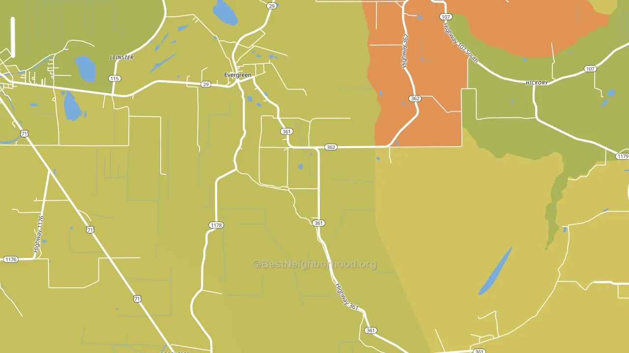 Evergreen, LA block-group voter-turnout map