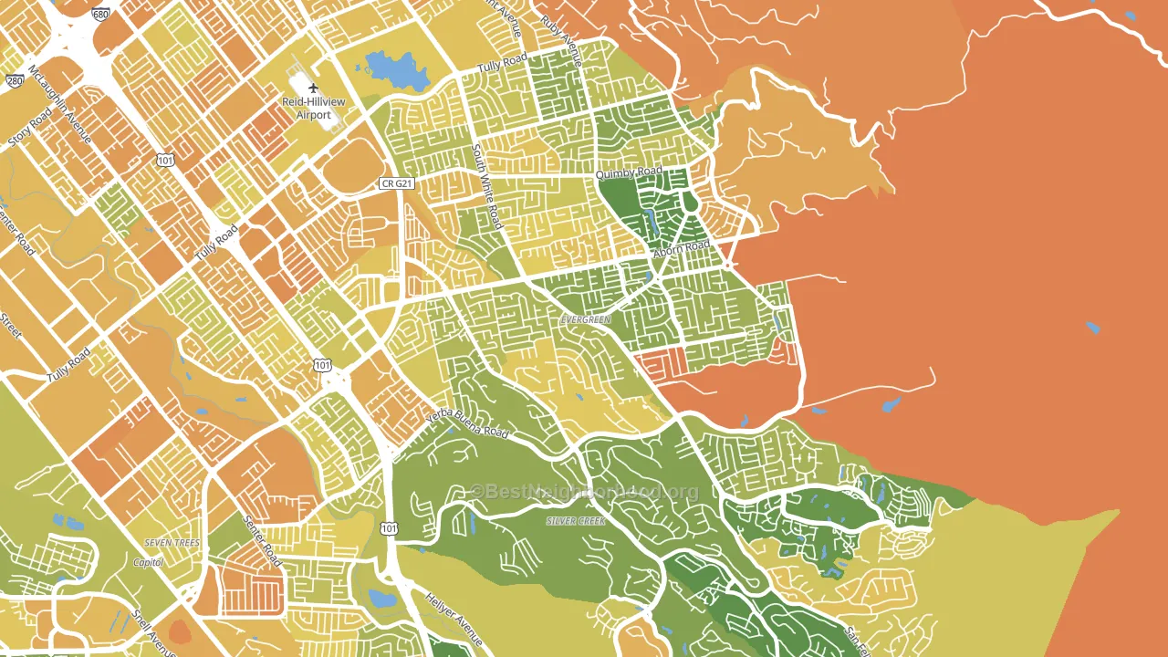 Evergreen, San Jose, CA block-group voter-turnout map