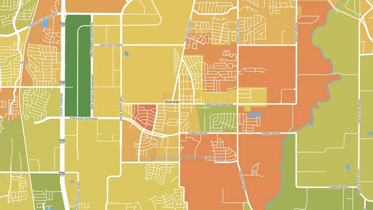 Everman, TX block-group voter-turnout map