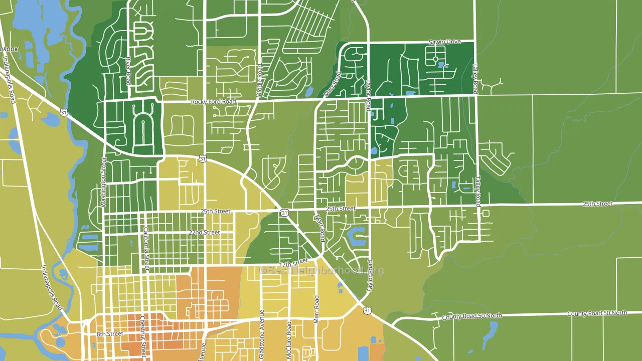 Everroad Park, Columbus, IN block-group voter-turnout map