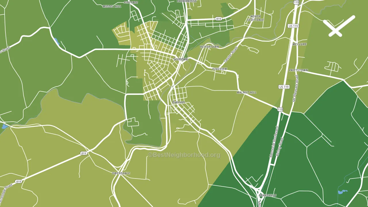 Everson, PA block-group voter-turnout map