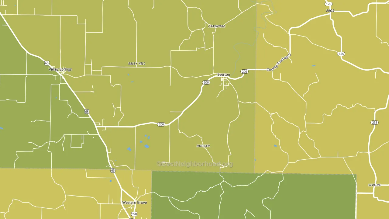 Everton, AR block-group voter-turnout map