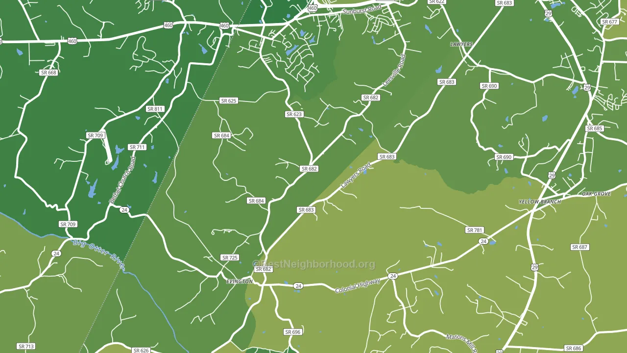Evington, VA block-group voter-turnout map