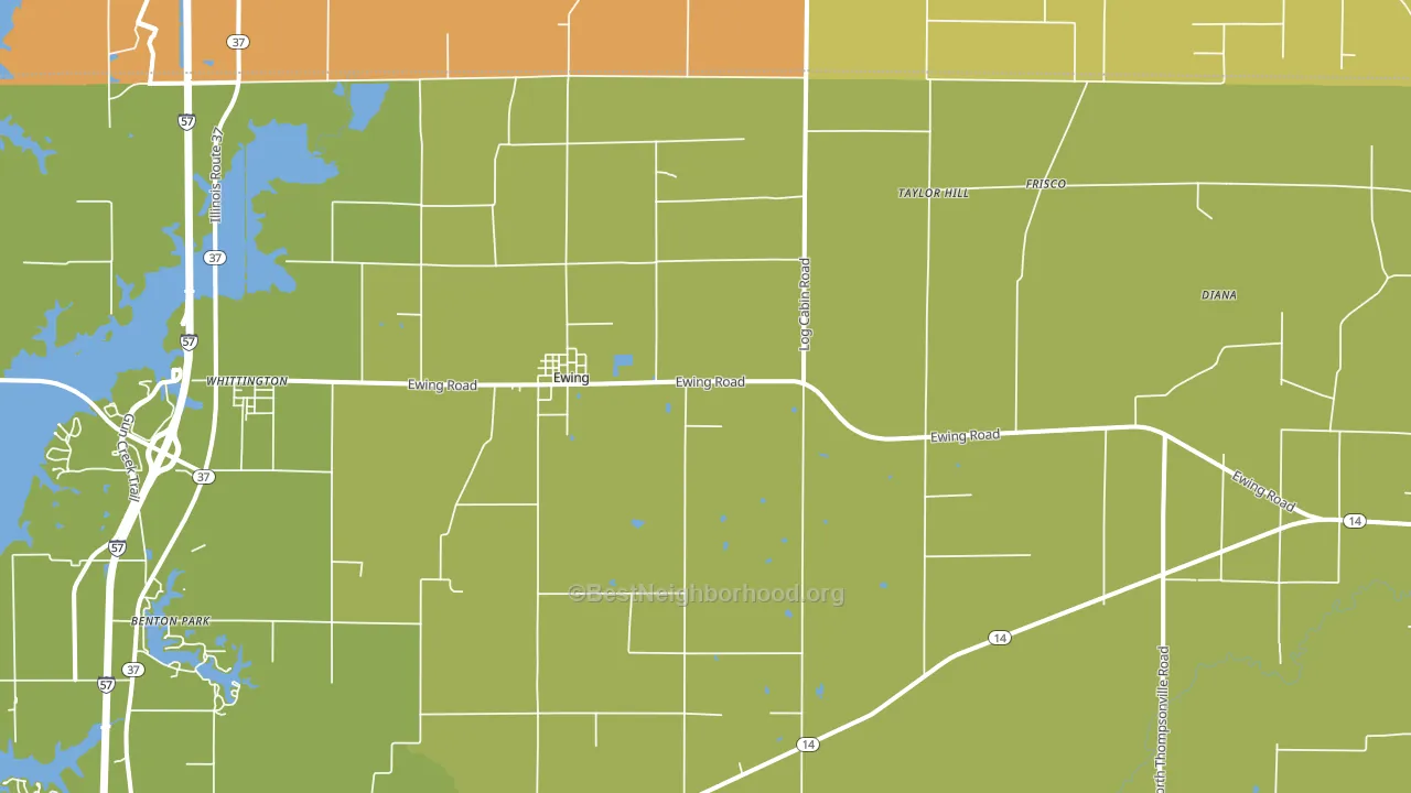 Ewing, IL block-group voter-turnout map