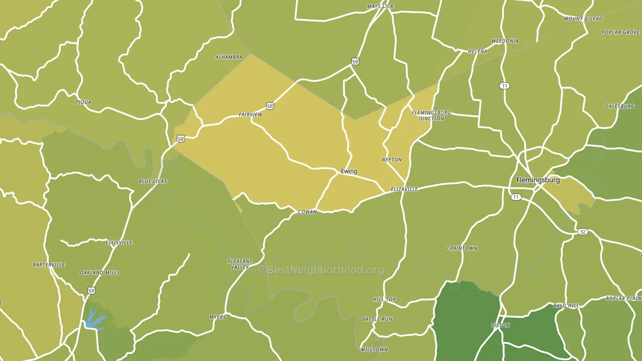 Ewing, KY block-group voter-turnout map