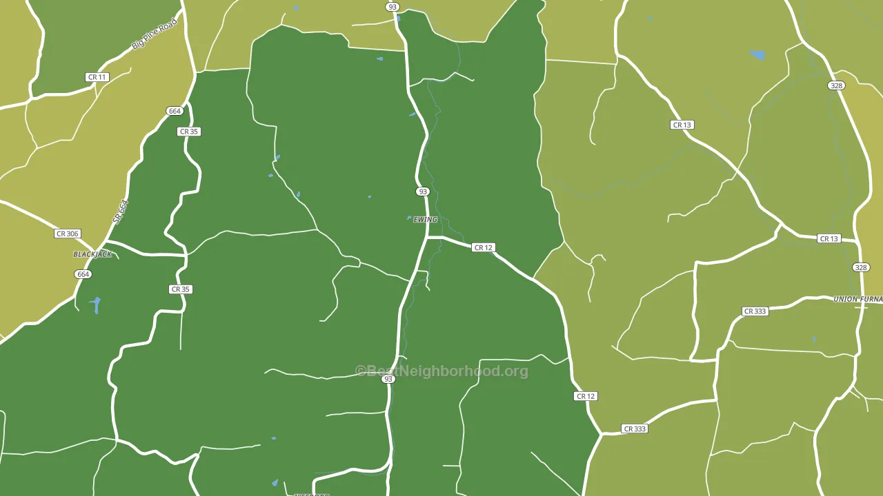 Ewing, OH block-group voter-turnout map