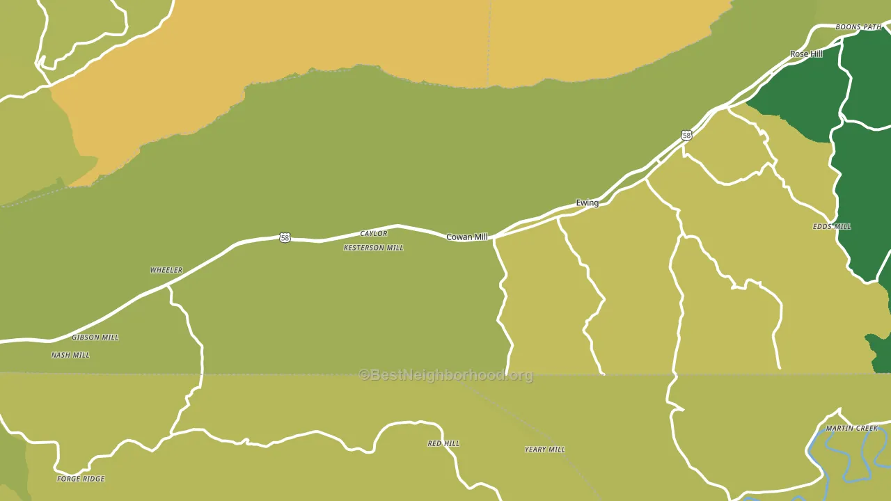 Ewing, VA block-group voter-turnout map
