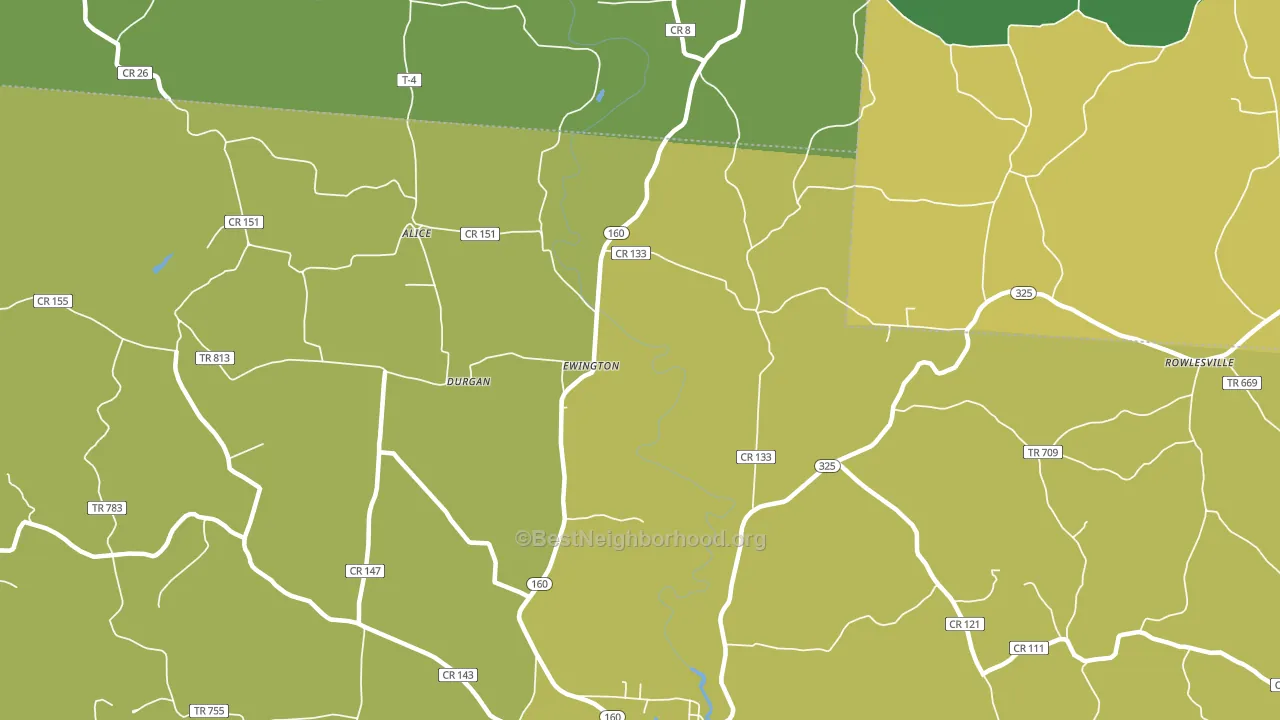 Ewington, OH block-group voter-turnout map