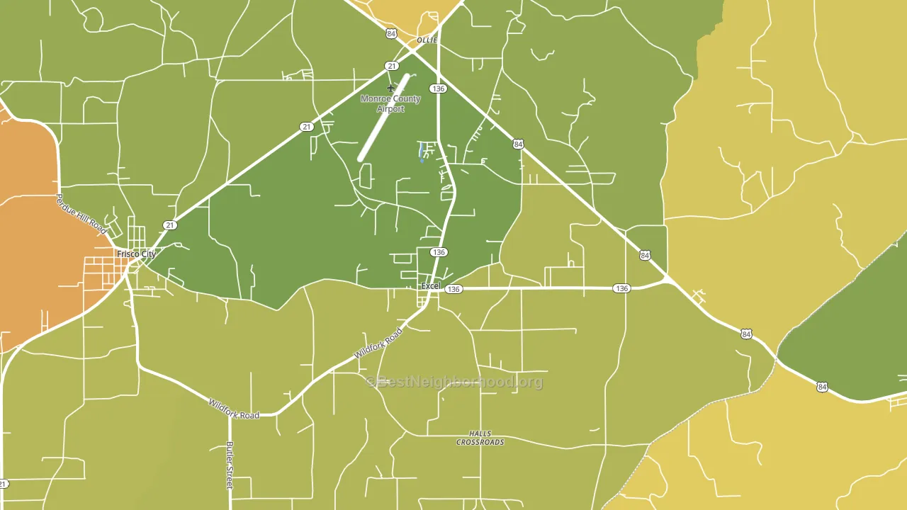 Excel, AL block-group voter-turnout map
