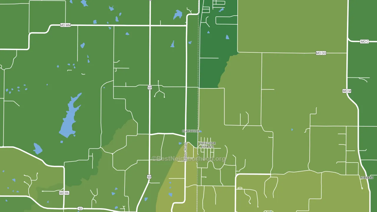 Excelsior Estates, MO block-group voter-turnout map