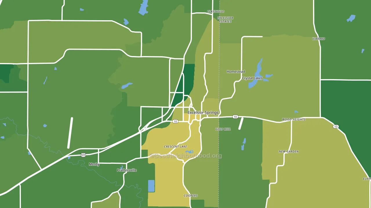 Excelsior Springs, MO block-group voter-turnout map