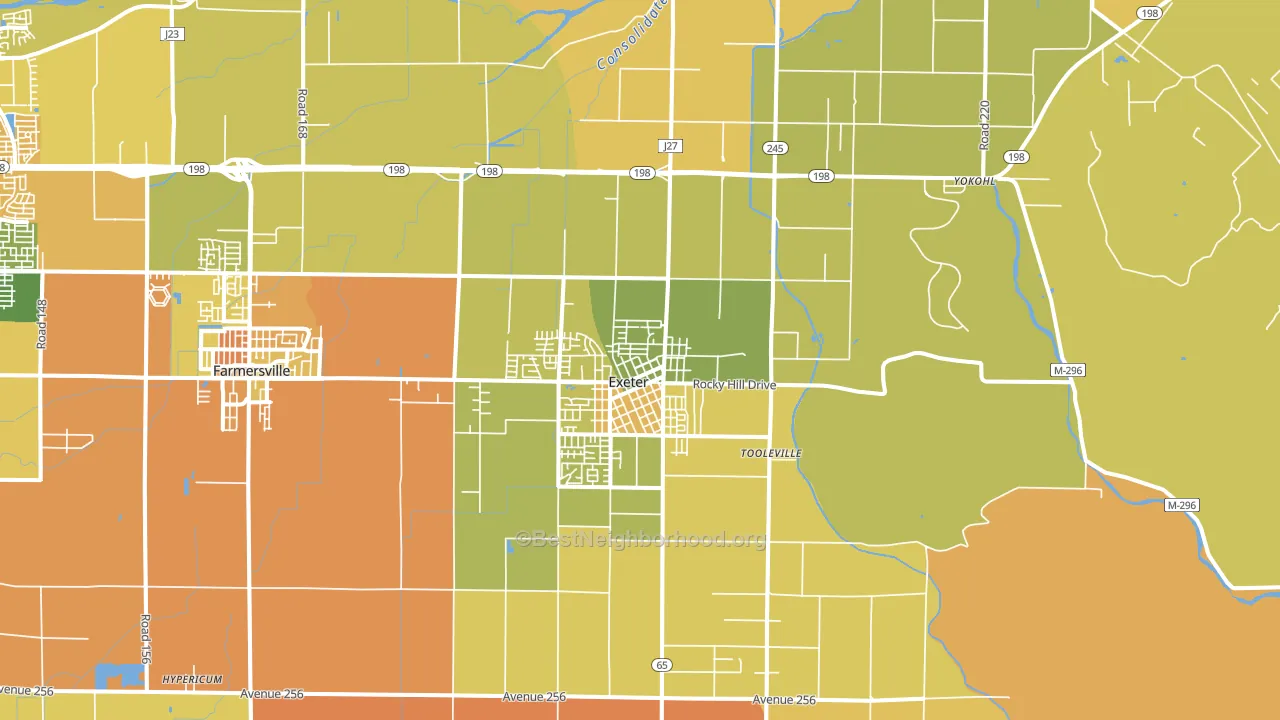 Exeter, CA block-group voter-turnout map