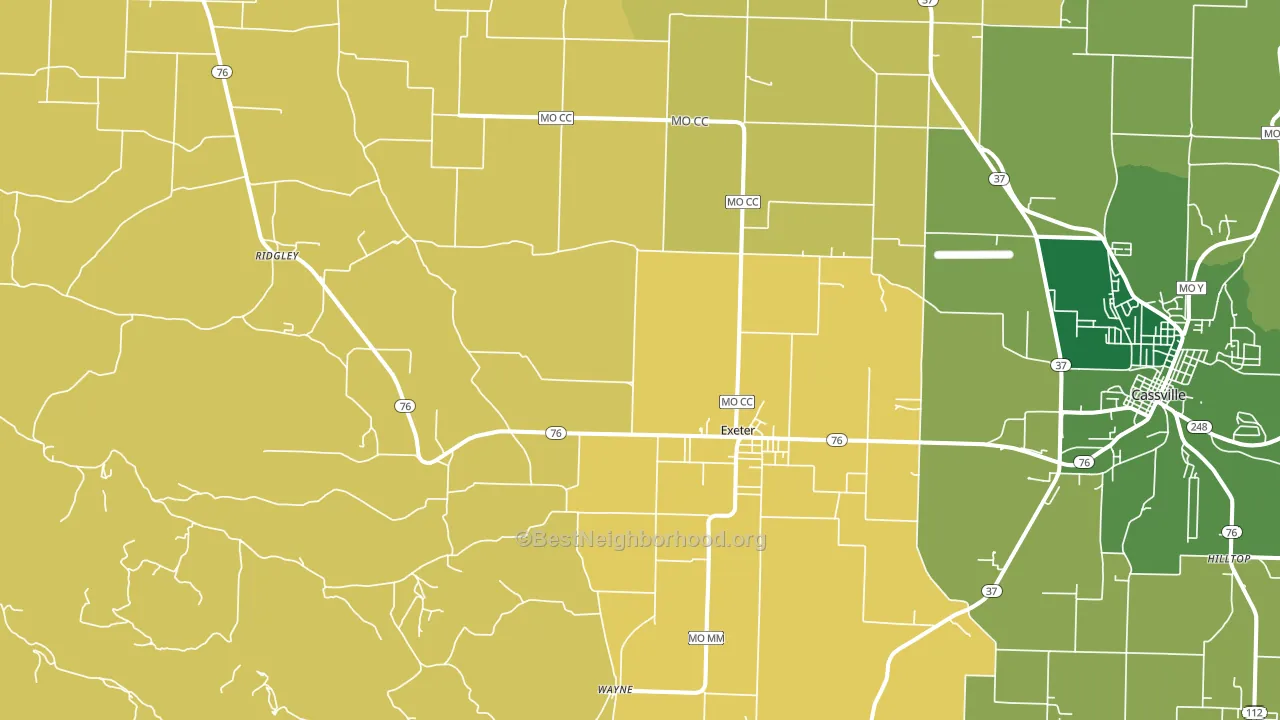 Exeter, MO block-group voter-turnout map