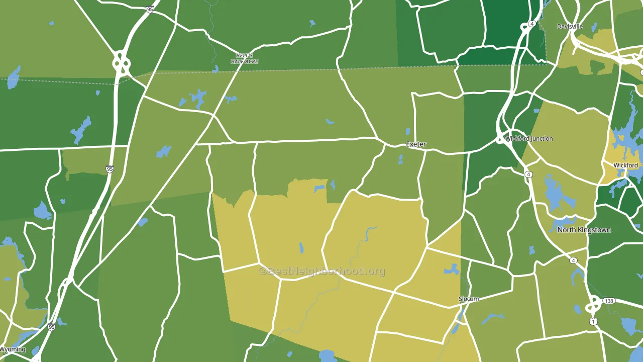 Exeter, RI block-group voter-turnout map