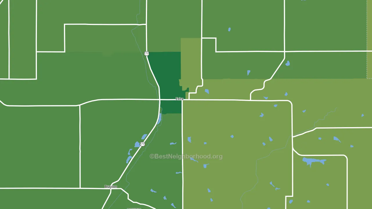 Exira, IA block-group voter-turnout map