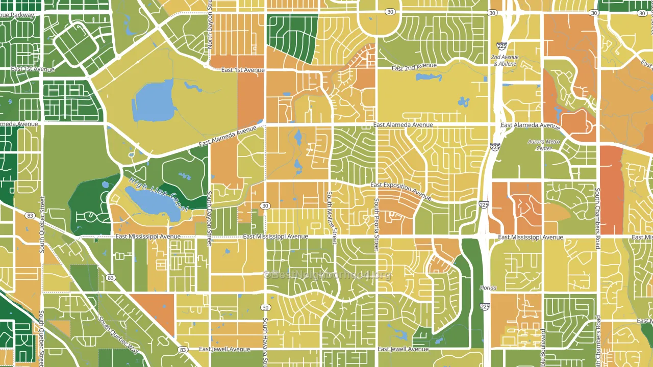 Expo Park, Aurora, CO block-group voter-turnout map