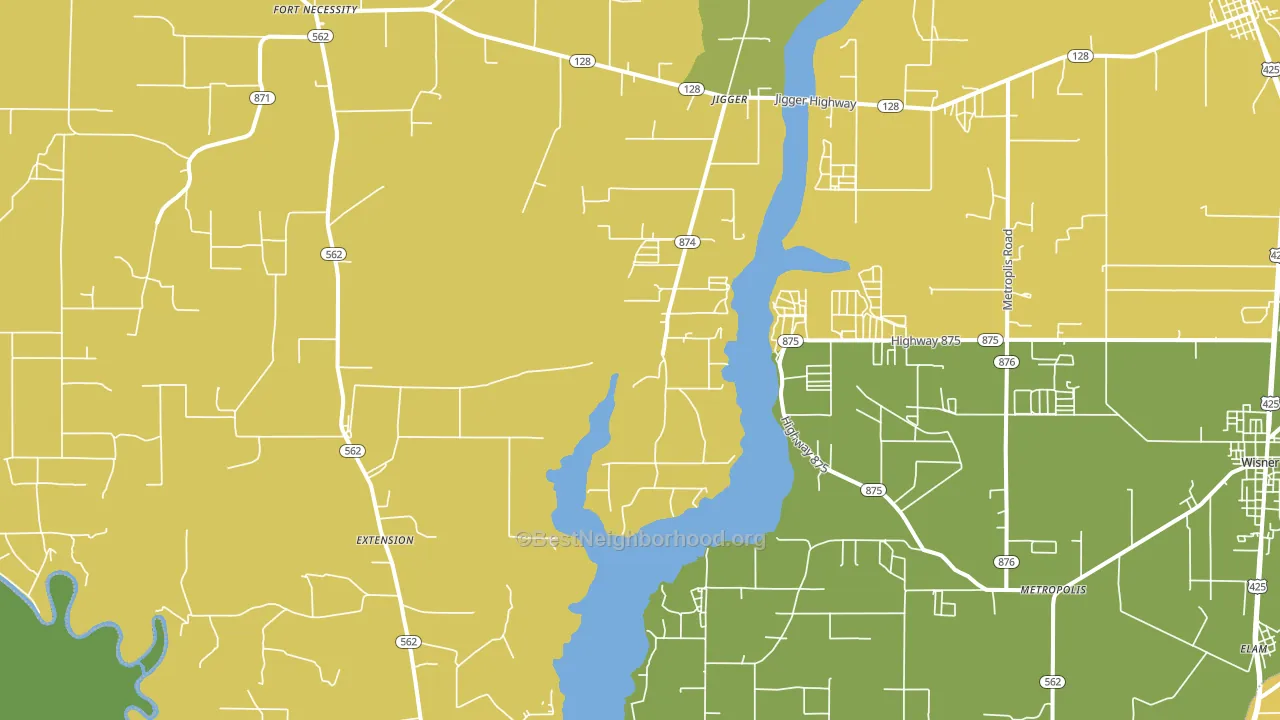 Extension, LA block-group voter-turnout map