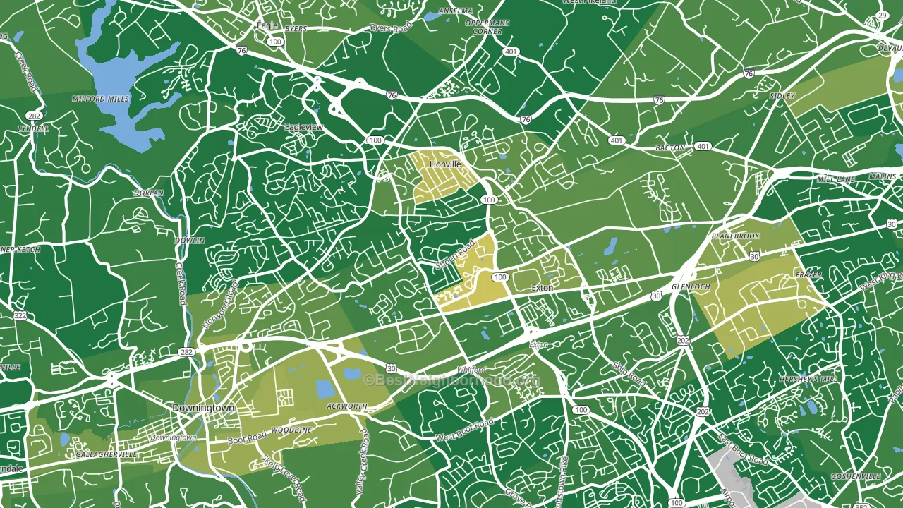 Exton, PA block-group voter-turnout map