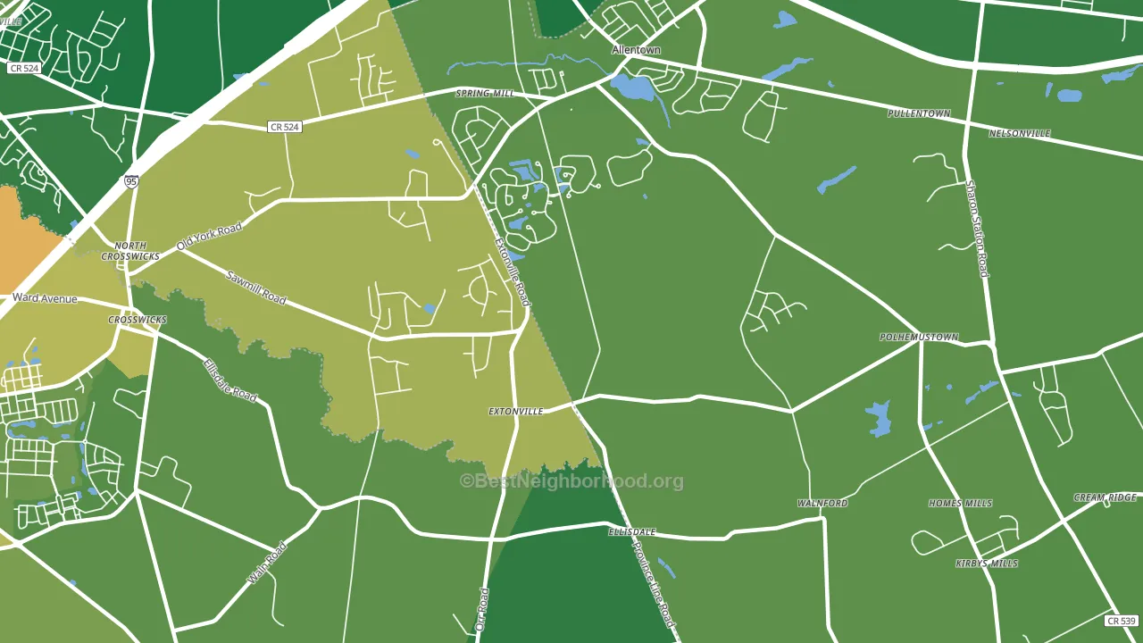 Extonville, NJ block-group voter-turnout map
