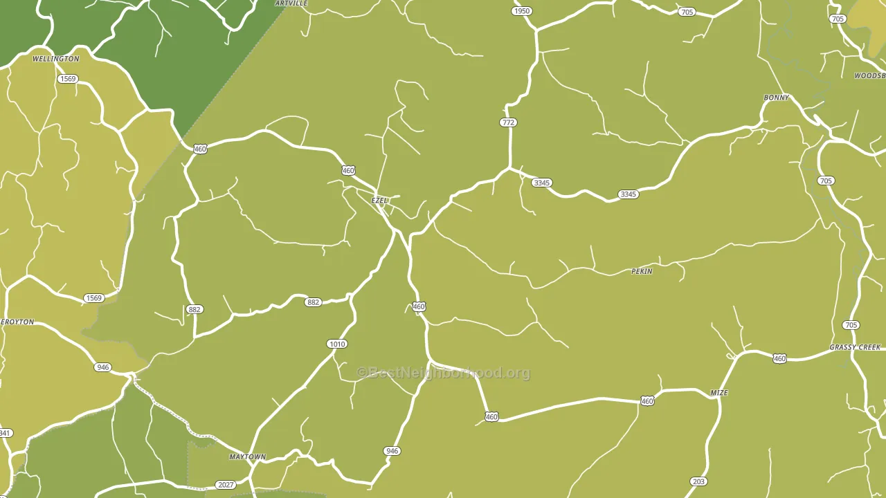 Ezel, KY block-group voter-turnout map